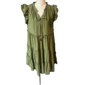 Indigo Rose Ruffled Cap Sleeve Dress with Decorative Front Ties. NWOT! Sz PM